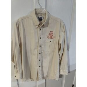 Vintage Three Rivers Button  Shirt Men's John Hersey Embroidered Logo Husky Dogs